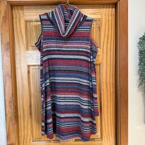 Cowl Neck Cold Shoulder Long Sleeve Dress